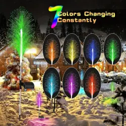 Solar Bahçe Işıkları Açık Hava Dekoratif, 7 Renk Değiştiren Fiber Optik Işıklar, 2 Paket Güneş Enerjili Işıklar