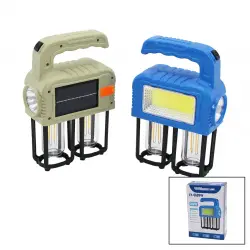 SOLAR M.LIGHT HANDHELD LY-6699W (3İN1=1-LED FENER & COB LED & 2-RUSTİK AMPUL) KAMP & BAHÇE FENER (SOLAR & ŞARJLI) (POWERBANK)*48