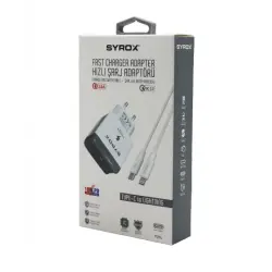 SYROX PD18L ( İPHONE ) ( TYPE-C TO LIGHTNING ) ( HIZLI ) EV ŞARJ SETİ 3.0A 18W PD*200
