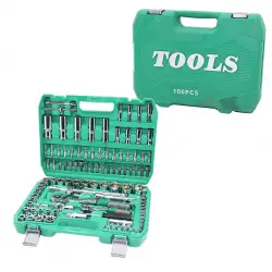 TOOLS (108PCS) LOKMA SETİ ( LOKMA & SOKET & BİTS ADAPTÖR & 2AD.CIRCIR KOLU ) ( PLASTİK ÇANTALI )*6