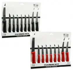 TUJO KNIVES-6699 ( 9PCS ) TIRTIRLI BIÇAK SETİ ( 1AD (24CM) EKMEK ) ( 2AD (10CM) SEBZE ) ( 6AD (6.5CM) MEYVE )*48