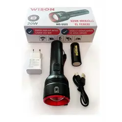 WISON WS-5572 20W Uzun Menzilli Şarjlı Metal El Feneri