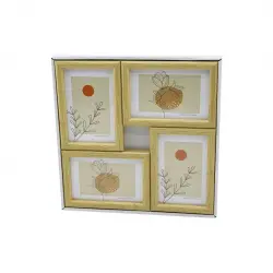 YAKUT-11338 ( 4LÜ & BİRLEŞİK ) (TEK RENK MİX ÇERÇECE) (AİLE FOTOLUK) AHŞAP ÇERÇEVE (10X15CM=4X6) (29X29CM)*18=K