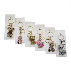 YAKUT-12791 ( RENKLİ TAŞLI ) ( GOLD METAL ) ANAHTARLIK ( HAYVAN & KALP & KEMAN ) FİGÜRLÜ*12X50