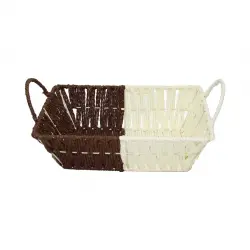 YAKUT-8804 (D.GEN) (HASIR) (K.RENGİ & BEYAZ) EKMEK SEPETİ (KULPLU & METAL İSKELET) (TABAN: 13.5X20.5CM & AĞIZ: 19.5X26.5CM)*100