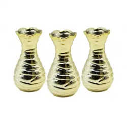 YAKUT-9527-2 ( GENİŞ AĞIZ & MİNİ=11.5CM ) ( GOLD ) ( SERAMİK ) DEKORATİF VAZO*12X12