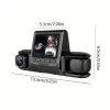1080P Üçlü Lens Araba Dash Cam Dashcam Ön İç & Arka HD Araba DVR 120 ° Açı Döngü Kaydı