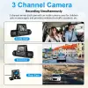 1080P Üçlü Lens Araba Dash Cam Dashcam Ön İç & Arka HD Araba DVR 120 ° Açı Döngü Kaydı