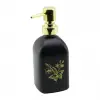 DMR HOME DMR-8163 (CAM) (KARE & SİYAH ŞİŞE--SARI KELEBEK-ÇiÇEK DESEN) SIVI SABUNLUK (400ML) (GOLD PLASTİK POMPA)*48