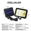 Egonex 120 Cob LED Solar Panel Güneş Enerjili 3 Mod Duvar Lambası