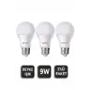 Novo 3’lü Led Ampul 9W Beyaz Işık E27
