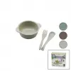 QLUX BSF-00980 BLW SET NO-2 BEBEK BESLENME SETİ ( 3PCS=1-MAMA KABI + 1-KAŞIK + 1-ÇATAL ) ( 400ML ) ( RENKLİ PLASTİK )*10=K