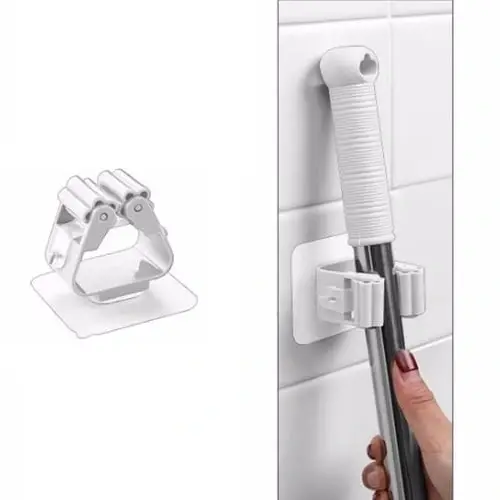 1 Adet Yapışkanlı Pratik Mop Tutucu Beyaz