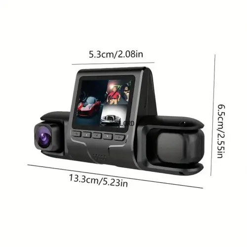 1080P Üçlü Lens Araba Dash Cam Dashcam Ön İç & Arka HD Araba DVR 120 ° Açı Döngü Kaydı Yerçekimi Sensörü