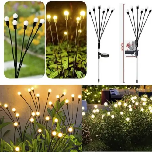 6 Dallı Ateş Böceği Solar Bahçe Lambası 2 Adet