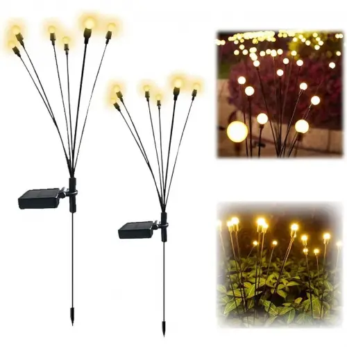 6 Dallı Ateş Böceği Solar Bahçe Lambası 2 Adet