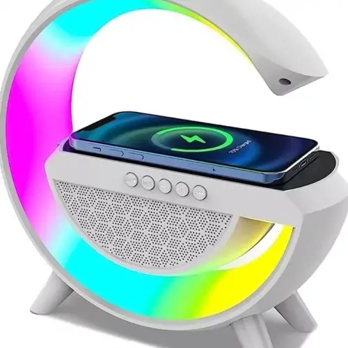 Kablosuz Telefon Şarj Bluetooth Hoparlör Istasyonu Ses Rgb Atmosfer Gece Işık BT-2301