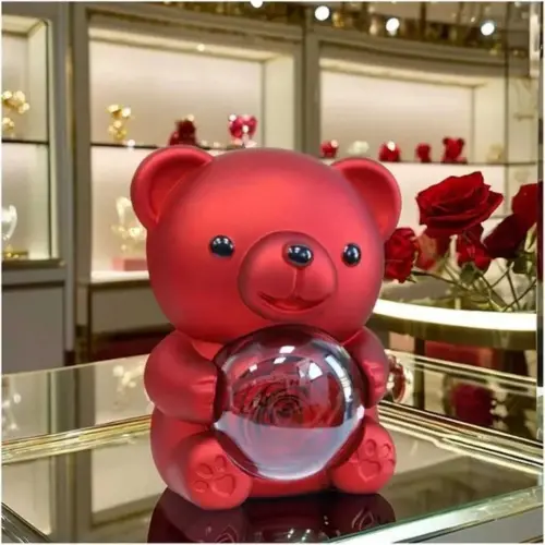 Sevimli Ayıcık Güllü Takı Kutusu Kırmızı