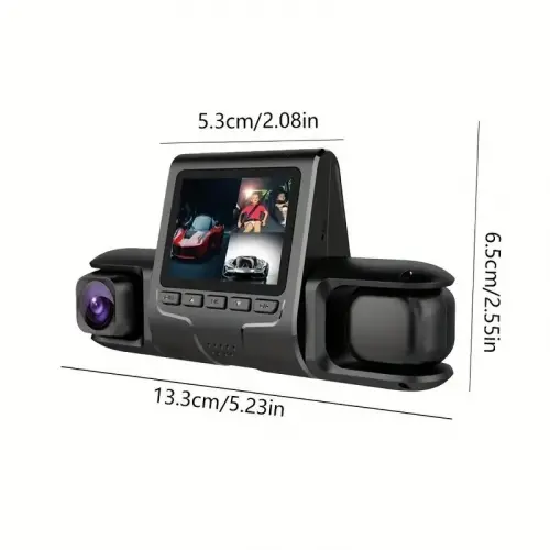 1080P Üçlü Lens Araba Dash Cam Dashcam Ön İç & Arka HD Araba DVR 120 ° Açı Döngü Kaydı