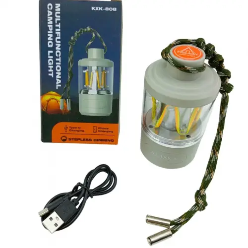 ALASKA MULTIFUNCTIONAL CAMPING LIGHT KXK-808 ( 3IN1= KAMP LAMBASI & FENER & POWERBANK ) (USB ŞARJ)*100