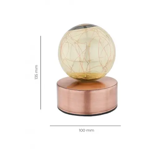 Ambiyans LED Masa Lambası USB Şarjlı Bronz Roe Eskitme
