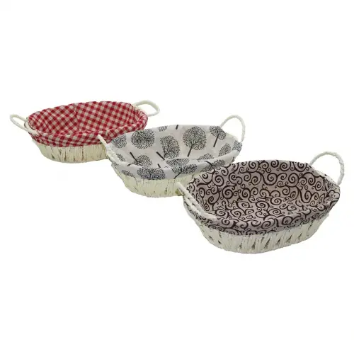 ART NO-1582 ( OVAL ) ( RENKLİ BEZLİ ) ( İP HASIR ) EKMEK SEPETİ ( KULPLU & METAL İSKELET ) ( TABAN:14.5X21 & AĞIZ:21X27 DERİNLİK:8CM )*120