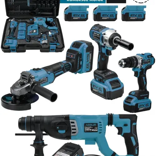 Assur Profesyonel 21V Akülü Somun Sıkma Sökme Matkap Taşlama Kırıcı Delici Hilti 4lü Set