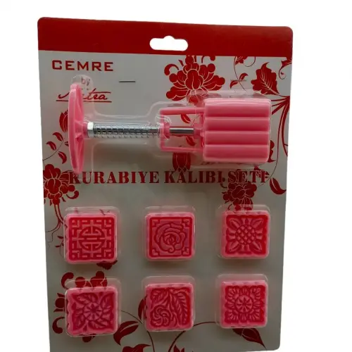 CEMRE BY MİTRA MTR-2303313 ( KARE ) KURABİYE KALIP SETİ ( YAYLI BASKI APARATI & 6PCS KALIP ) (RENKLİ PLS)*120