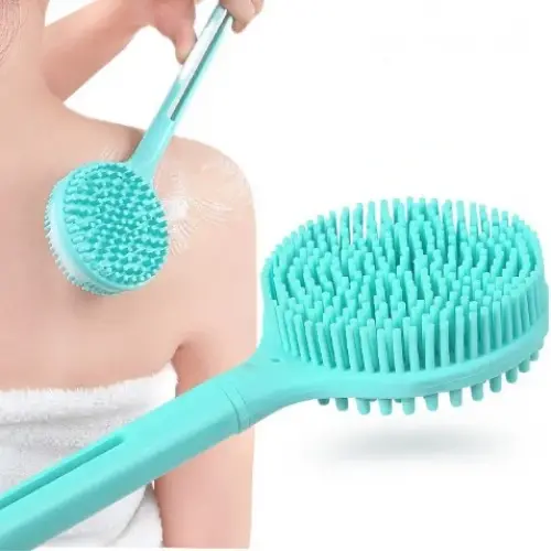 Çift Taraflı Silikon Uzun Saplı  Banyo Fırçası CM-331