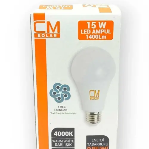 Cmsolar 15w Led 4000K Sarı Işık Ampul E27 Duylu