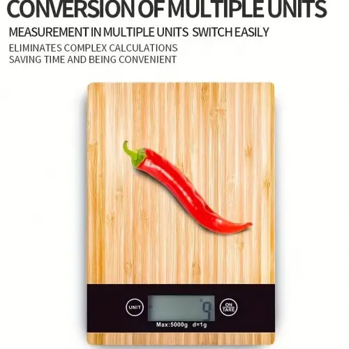 Crown Dijital Hassas Mutfak Tartısı - Terazisi-Hassas Ölçüm 5kg Bambu Görünümlü