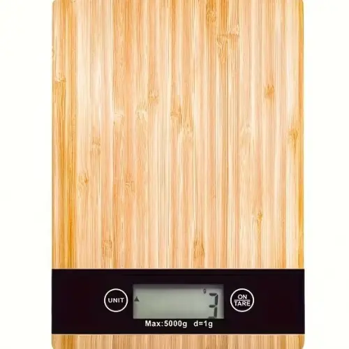 Crown Dijital Hassas Mutfak Tartısı - Terazisi-Hassas Ölçüm 5kg Bambu Görünümlü