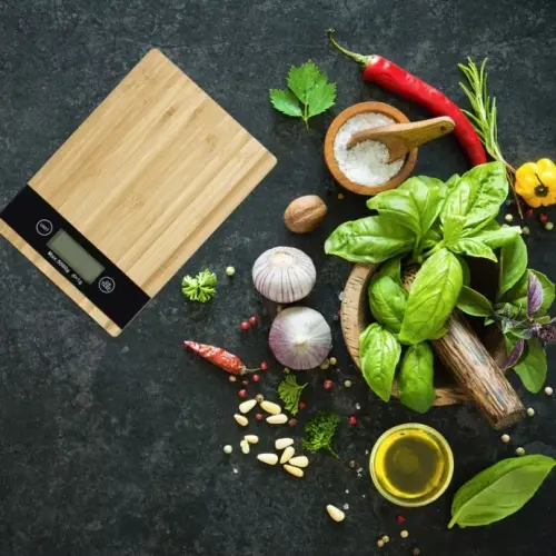 Crown Dijital Hassas Mutfak Tartısı - Terazisi-Hassas Ölçüm 5kg Bambu Görünümlü