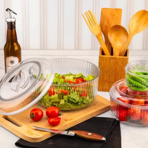 CRYSTAL WARE F-402 ( 3PCS SET ) ( YUVARLAK & 4750ML ) SAKLAMA KABI ( MİKA & KRİSTAL PLASTİK )*12=K