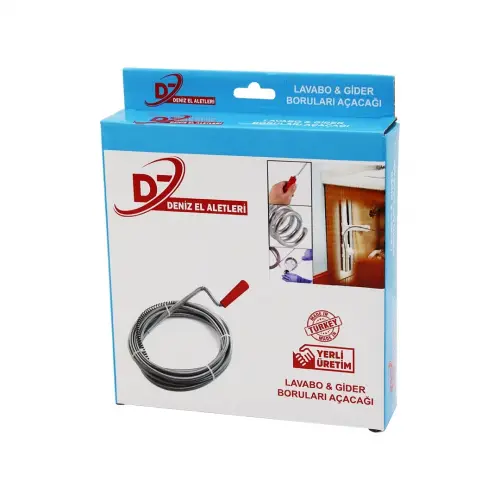 DENİZ EL ALETLERİ  ( 3MT ) SUSTA SPRAL LAVABO & GİDER AÇAR*48