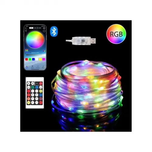 Animasyonlu Suya Dayanıklı Şerit LED 10 mt USB Girişli Telefon Kontrollü Rgb Sese Duyarlı