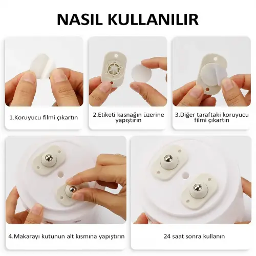 Egonex 4 Adet Pratik 360 Derece Döner Tekerlek Bilyeli Eşya Kaydırma Aparatı Yapışkanlı Mini Tekerlekler