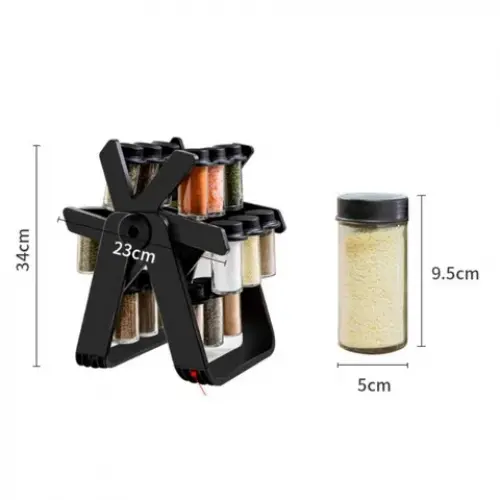 Egonex Dönen 18 Kavanoz Dönme Dolap Cam Baharatlık Seti