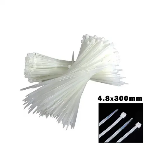 ELTAŞ ( BEYAZ ) ( 4.8X300MM ) PLASTİK CIRT KELEPÇE ( 100PCS )*150