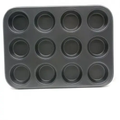 ENFA RA-124 ( 12 GÖZLÜ ) ( METAL & SİYAH ) ( DÜZ ) MUFFIN KALIP*60