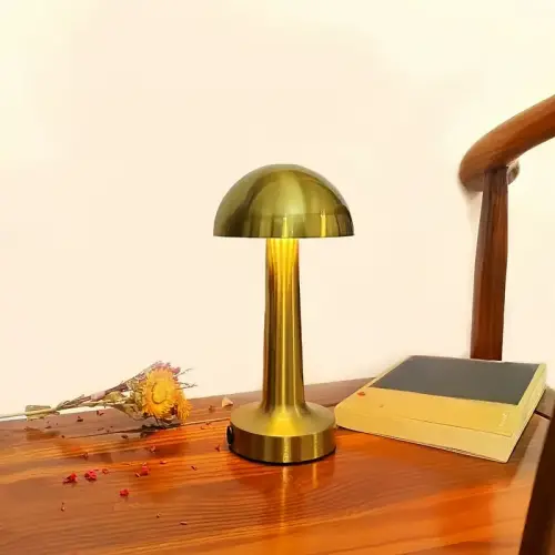 Forlife Dekoratif Şarjlı LED Mantar Masa Lambası Gold FL-8055