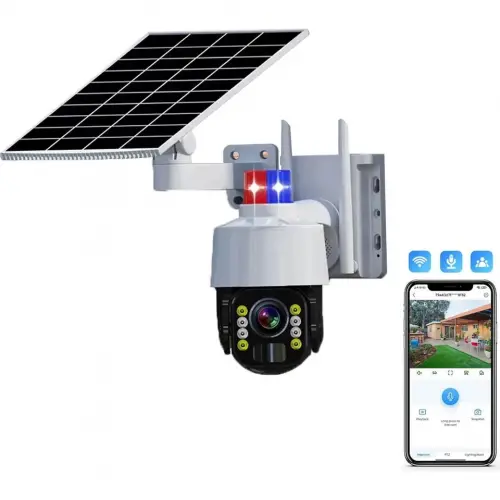 Güneş Panelli Sim Kart Ile Çalışan 4g+ Wi-Fi 5mp Outdoor Dış Mekan Güvenlik Kamerası - Beyaz