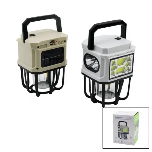 HELLOCLOUD HC-7677B (3İN1= 2-LED FENER & COB LED & 1-RUSTİK AMPUL ) KAMP & BAHÇE FENER (SOLAR & ŞARJLI) (POWERBANK)*60