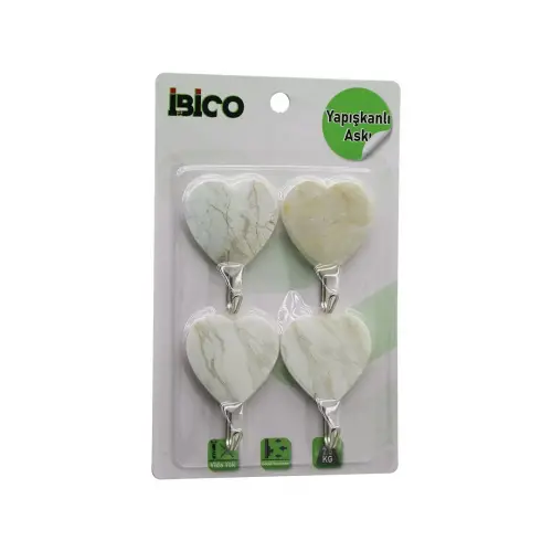 İBİCO İ17-007 ( 4PCS ) ( MERMER DESENLİ ) ( METAL UÇLU ) PLASTİK ASKI ( YAPIŞKANLI MONTAJ ) ( 2.5KG TAŞIMA )*12X20