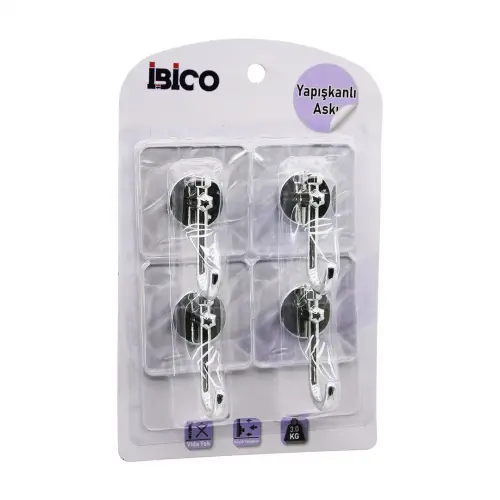 İBİCO İ17-008 (4PCS) (GÜMÜŞ) (KROM GÖRÜNÜM) PLASTİK ASKI ( YAPIŞKANLI=ŞEFFAF MİKA KRİSTAL PLAKA=ÇATLAK DESEN) (3KG)*12X14