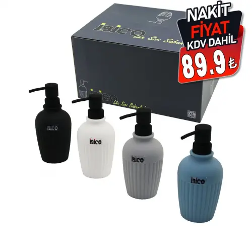 İBİCO İ21-053 ( OVAL & DİK ÇİZGİLİ ) ( RENKLİ PLASTİK ) SIVI SABUNLUK ( 375ML )*12X4