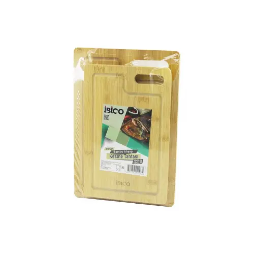 İBİCO İ22-196 (2PCS SET)(D.DÖRTGEN KENARLI & OVAL DELİKLİ) AHŞAP BAMBU KESİM PANOSU & KESME TAHTASI (18X28X1CM--22X32X1CM)*30
