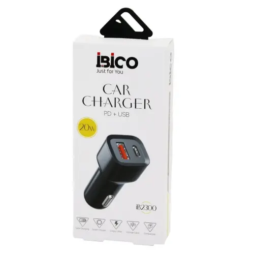 İBİCO İB-2300 CAR CHARGER ( PD + USB ) OTO & ARAÇ ÇAKMAKLIK ŞARJ BAŞLIK ( 3.0 A ) ( 20W )*5X40