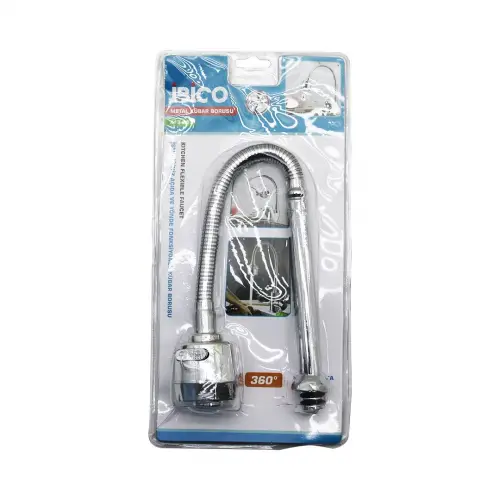 İBİCO K13-047 ( METAL ) KUBAR & BATARYA BORUSU ( KROM TOPAÇ BAŞLIK= KADEMELİ ) ( 360° YAYLI ) ( ANTİ TWİST ) (VAKUMLU AMBALAJ)*48