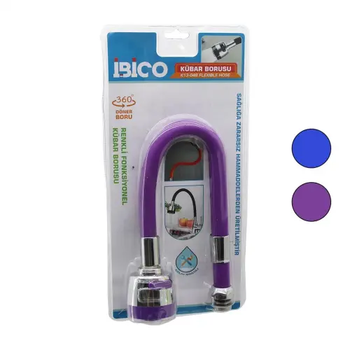 İBİCO K13-048 (METAL & RENKLİ SİLİKON KAPLI) KUBAR & BATARYA BORUSU (TOPAÇ BAŞLIK= KADEMELİ) (360° YAYLI) (VAKUMLU AMBALAJ)*48
